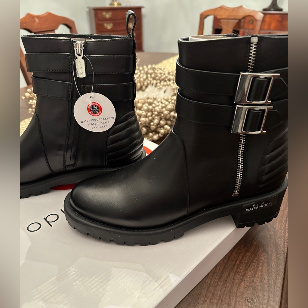 Nib Blondo Black Leather Waterproof Boots Size 9
